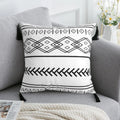 Bohemian national throw pillow pillowcase in light gray with pattern for living room sofa decor