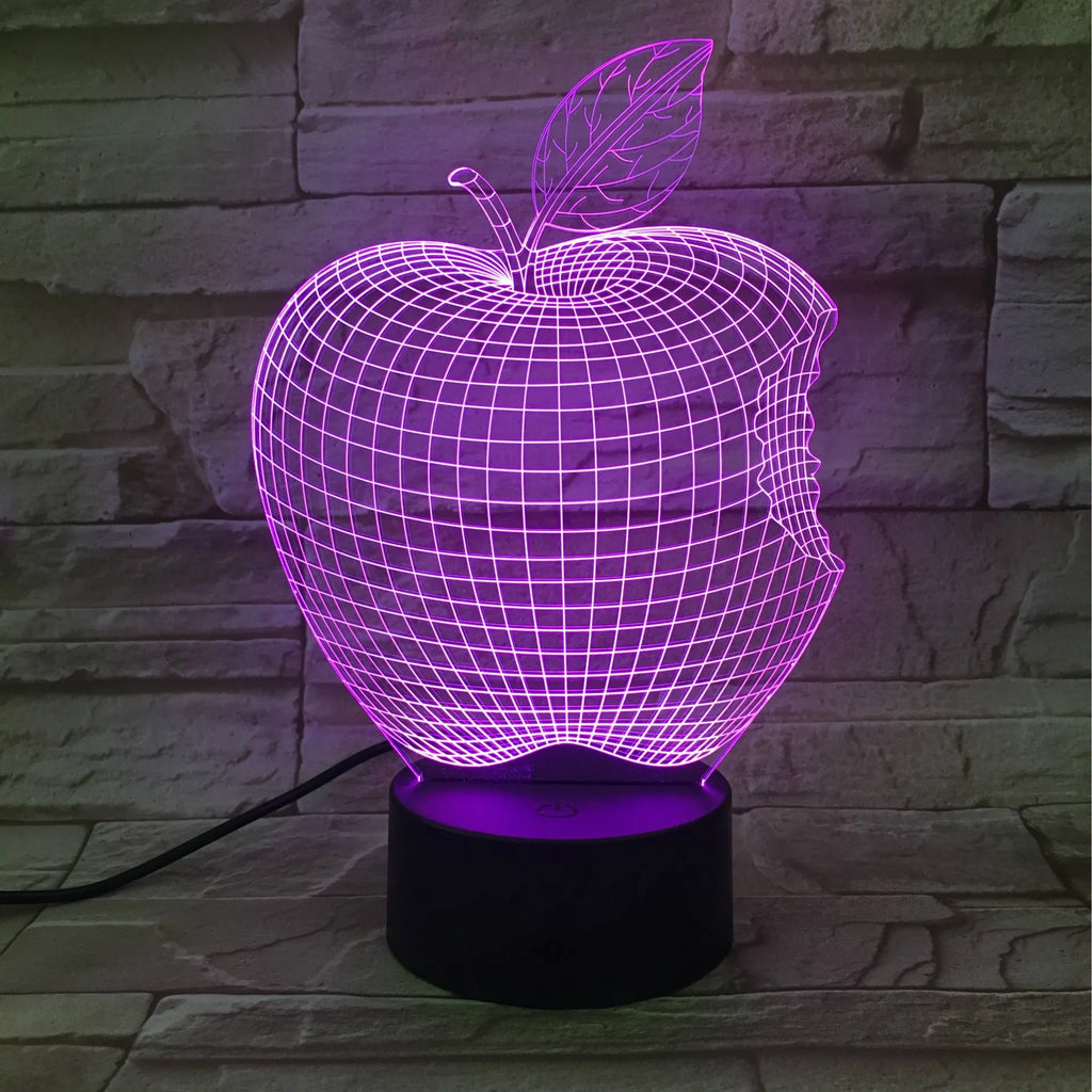 3D fruit colourful night light with acrylic shade and touch controls showing seven colour options