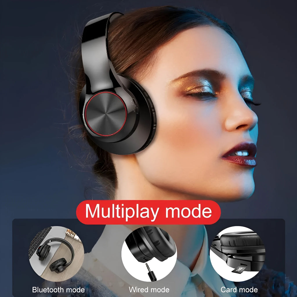 A11 wireless Bluetooth headset in blue and white, over-ear head-mounted design with Bluetooth 5.0