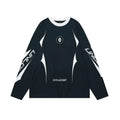 Loose fit drop shoulder cotton sweatshirt in dark grey blue colour with printed letters