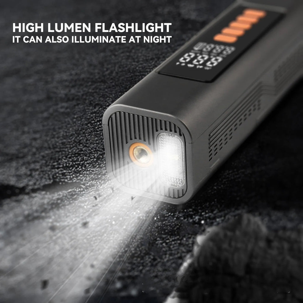 Wireless car tyre inflator with digital display and Type-C charging port, available in non-vacuum and vacuum styles