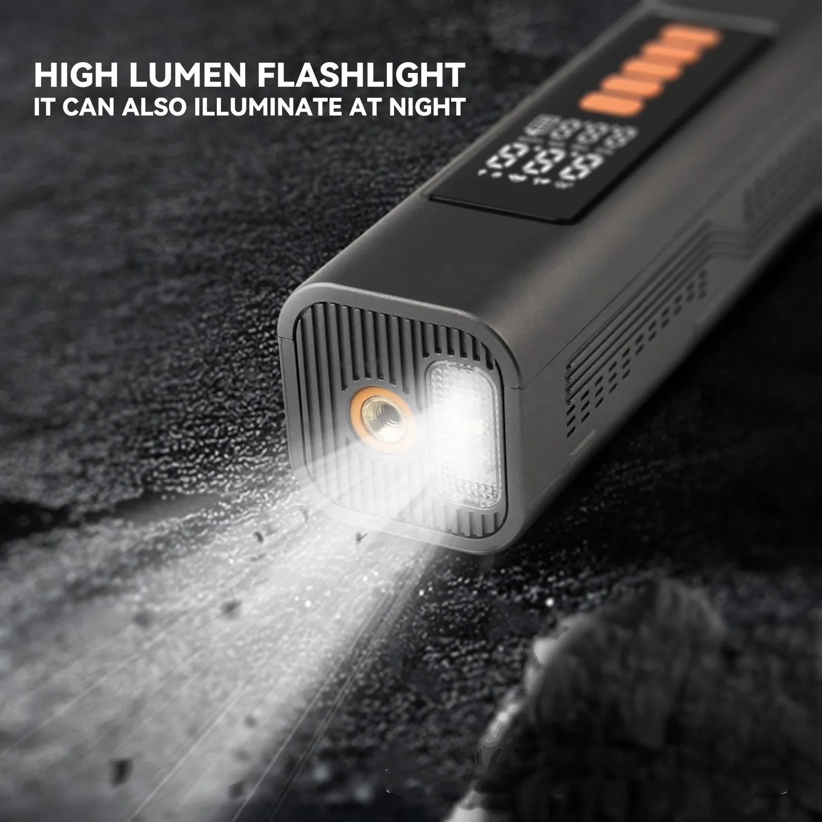 Wireless car tyre inflator with digital display and Type-C charging port, available in non-vacuum and vacuum styles