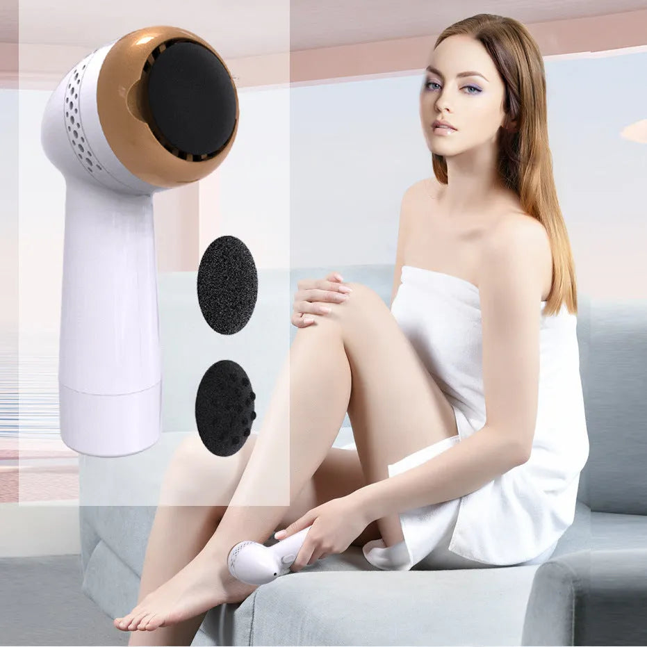 Electric vacuum foot grinder with quartz grinding heads in gold and silver colour options