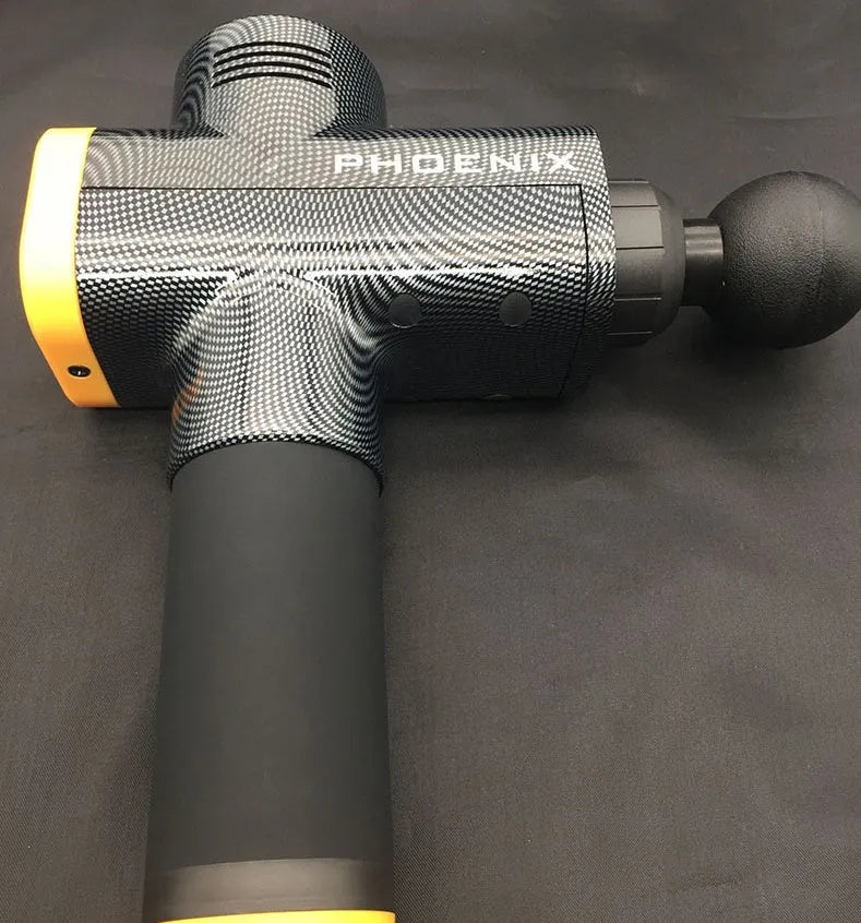 Fascia gun massage gun with 4 massage heads, ABS construction, 29x28x28 cm size, black colour
