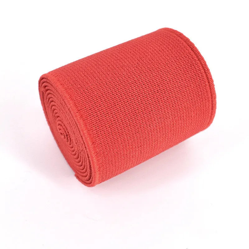5cm wide colour elastic rubber band with imported silk covering, available in multiple colours