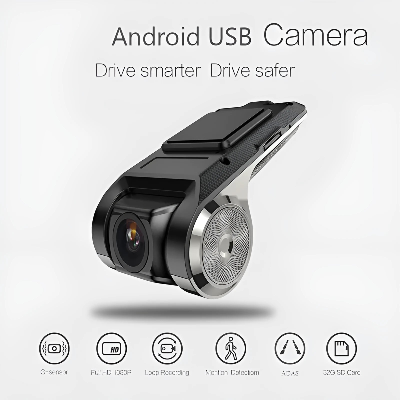 Zinc alloy automotive data recorder with 150-degree rotating lens and USB cable for vehicle navigation connection
