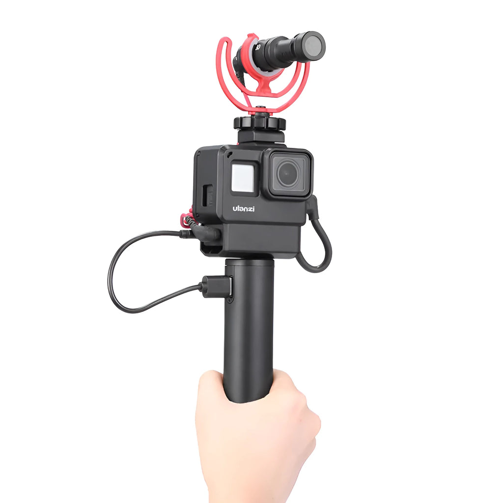 Black aluminium alloy charging treasure handle power bank with integrated grip