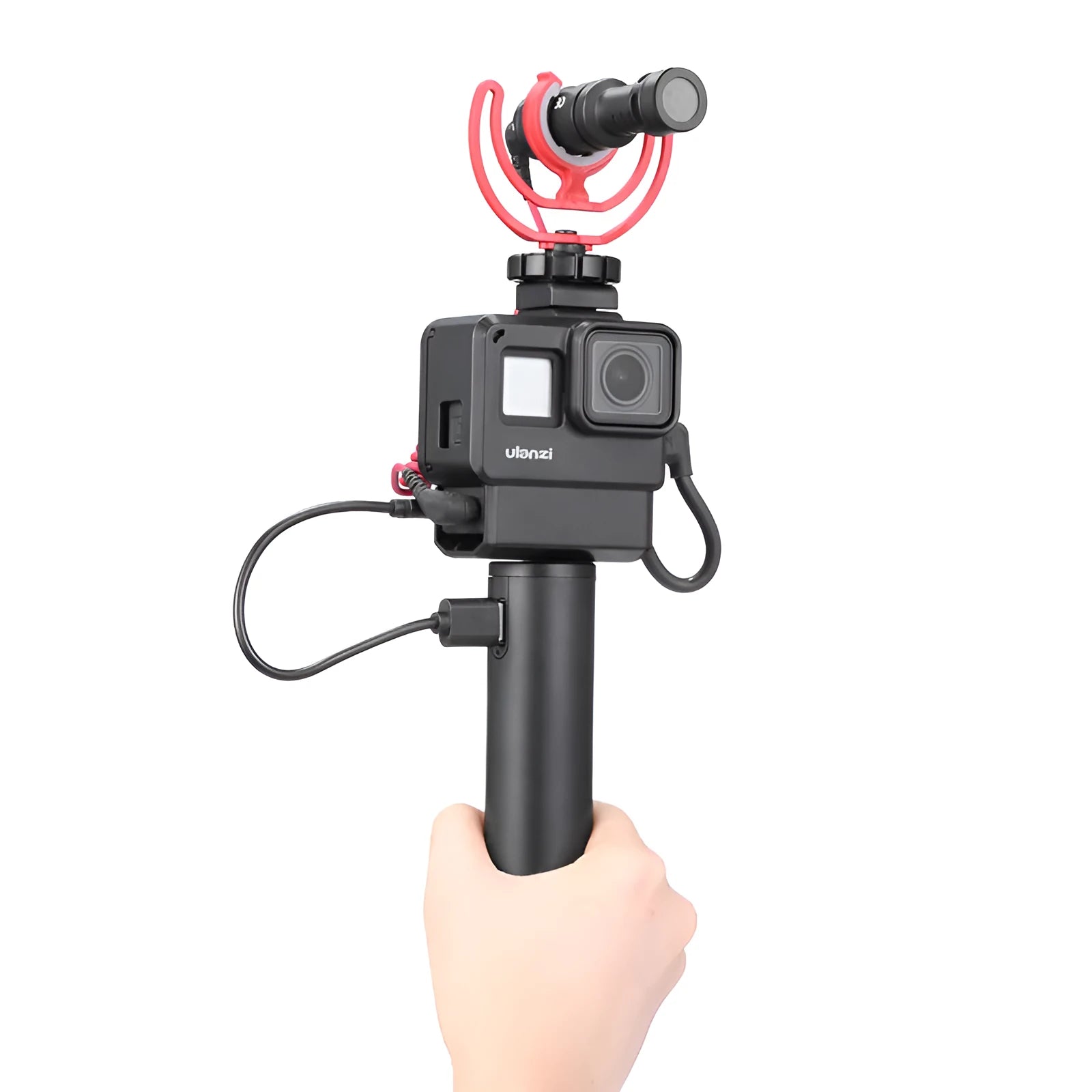 Black aluminium alloy charging treasure handle power bank with integrated grip