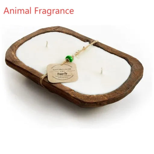 Lavender wooden basin aromatherapy candle with three wicks, soy wax, 230g net content.