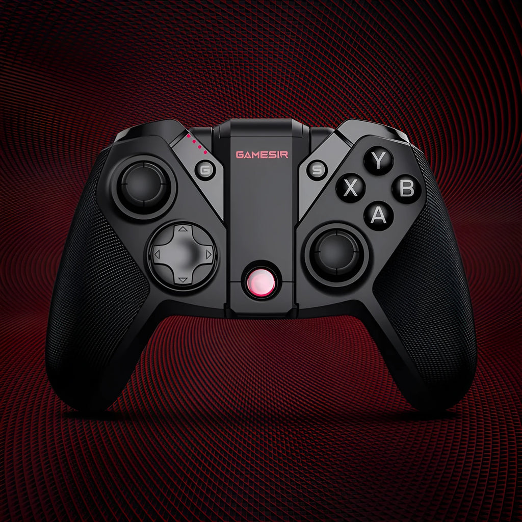 Black Gaishi game controller with chicken grip handle design and USB Type-C cable