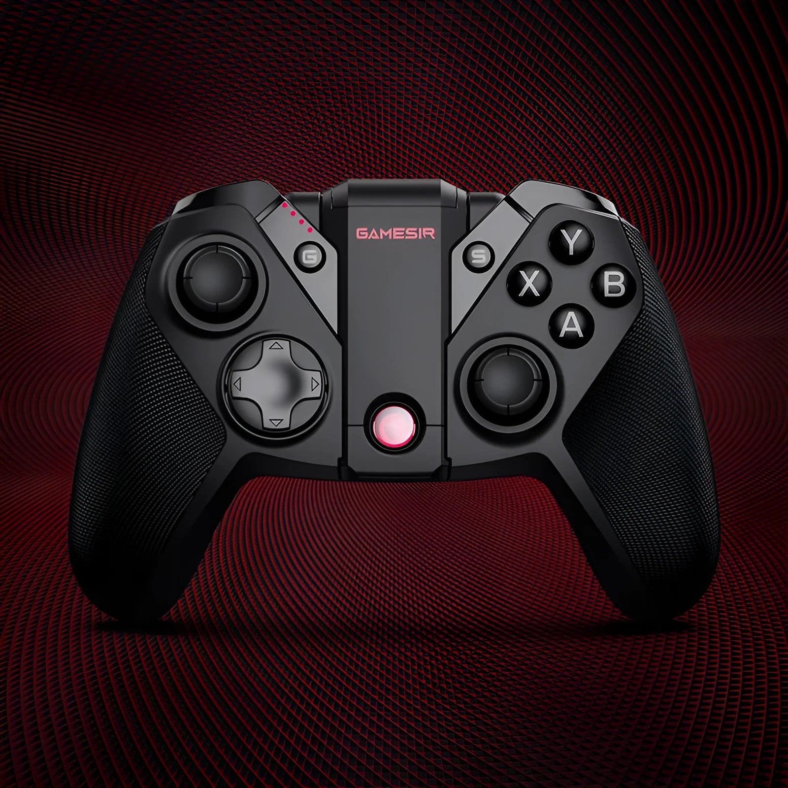 Black Gaishi game controller with chicken grip handle design and USB Type-C cable