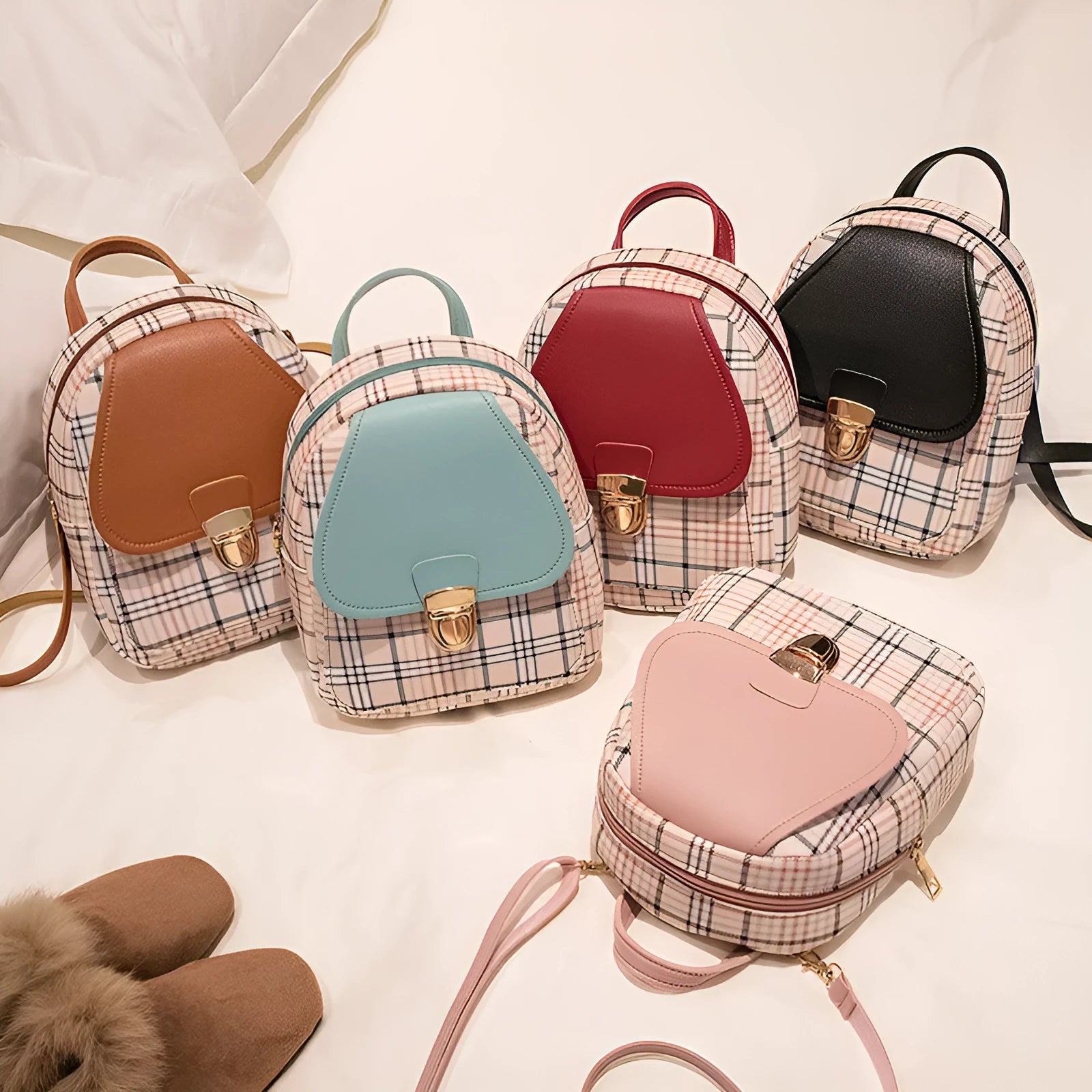 One shoulder diagonal phone bag in PU leather available in black, blue, brown, pink, and red colours.