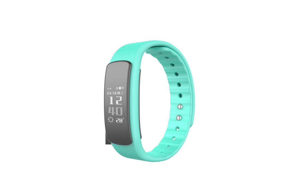 I6 smart sports fitness tracker bracelet with colour screen on a wrist.