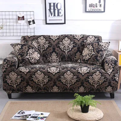 Super stretchable geometric abstract pattern sofa slipcover on three-seater sofa 190-230cm