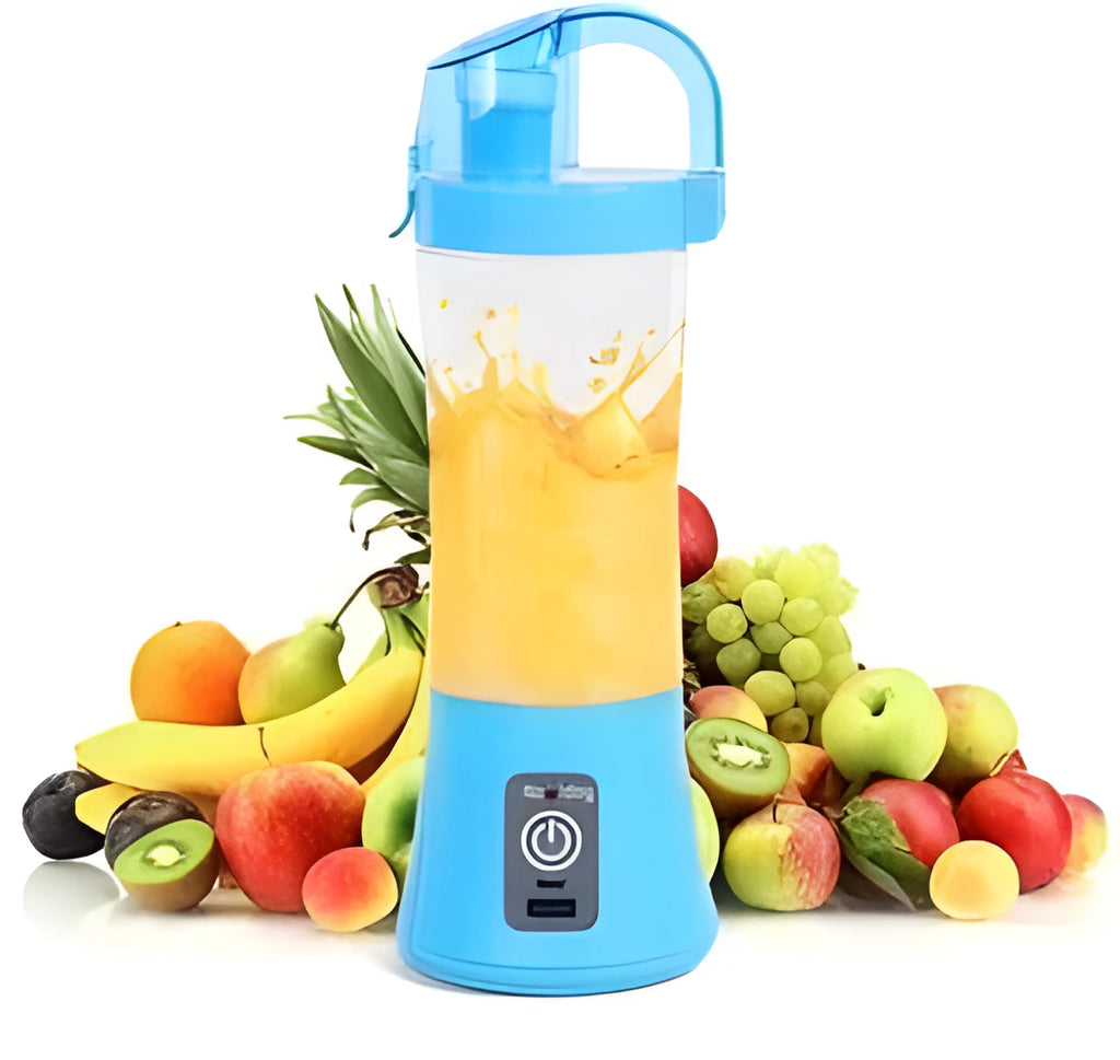 Portable electric fruit juicer handheld smoothie maker USB rechargeable 400ml blue