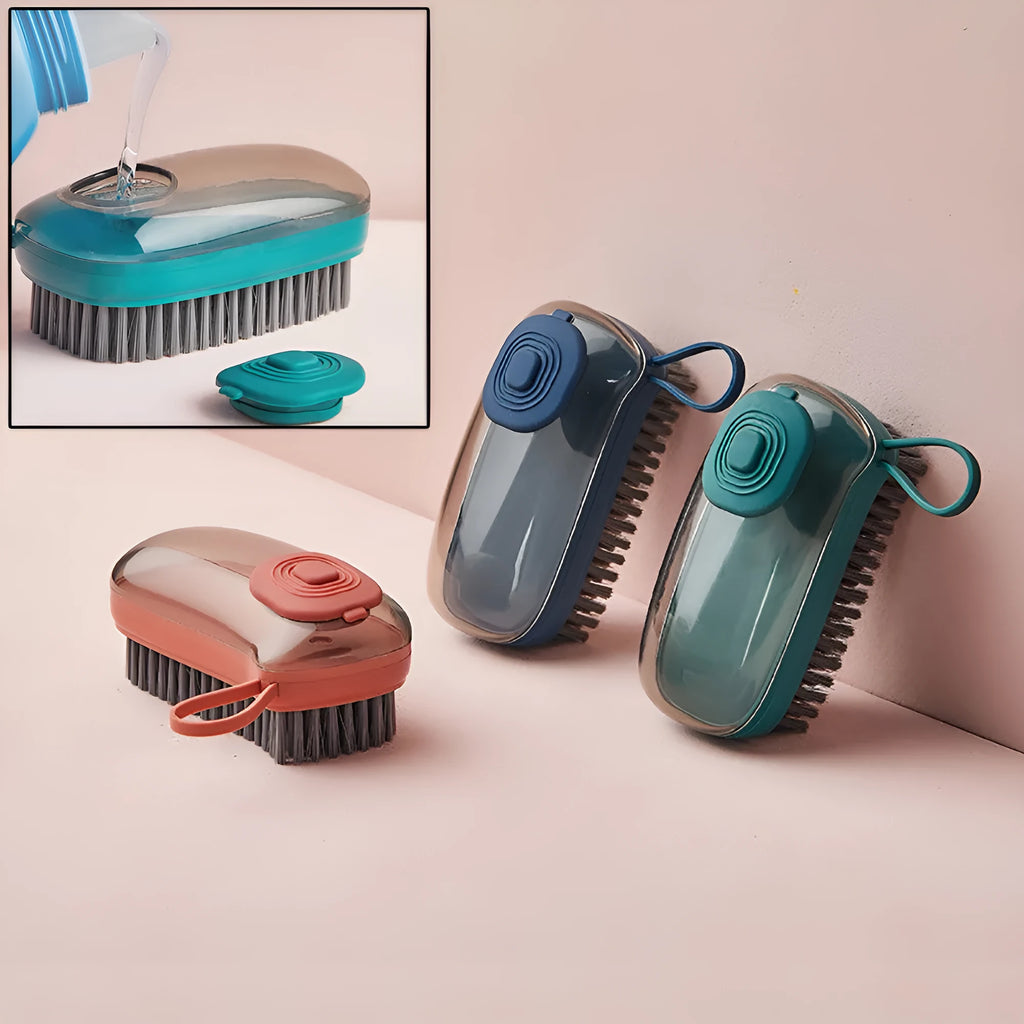 Multifunctional automatic liquid cleaning brush with ergonomic grip, blue colour, on white background