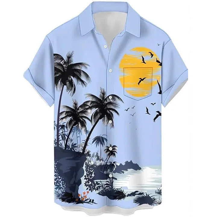 Men's short sleeve casual camouflage shirt in slim-fit cardigan style, available in multiple colours and sizes S-XXXXL