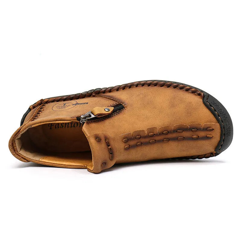 Men's Martin ankle boots with side zipper, microfiber upper and rubber sole in multiple colours including black and khaki