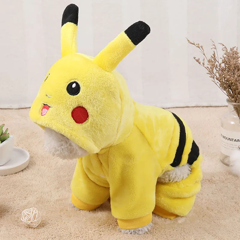 Cute cat wearing a warm fleece hoodie coat in cartoon cosplay style for autumn winter