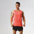 Men's solid colour quick-drying polyester blend tank top for summer sports.
