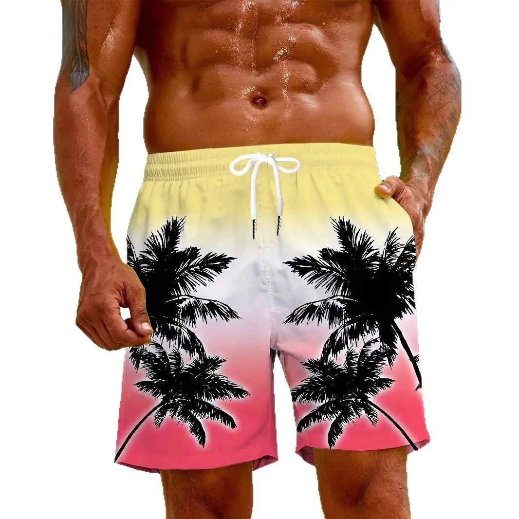 Men's quick-dry 3D print micro-elastic swimming trunks in colour ZC13, polyester fabric, size L