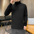 Slim-fit turtleneck sweater with velvet lining in beige, long sleeves and ribbed hem, worn casually