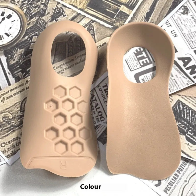 TPR arch support insoles for varus correction in white, black and skin colour options