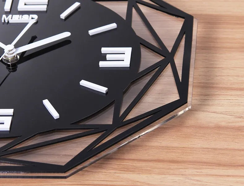 Acrylic wall clock with white dial and green frame, silent sweeping movement, 40cm size