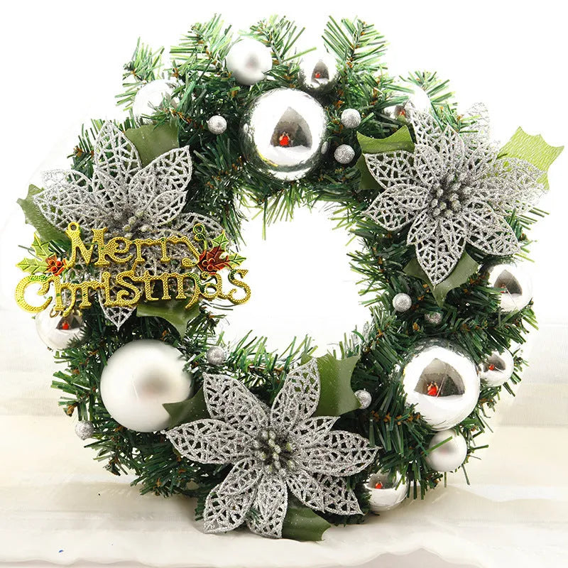 30cm multicolour plastic Christmas wreath in blue, gold, pink, purple, red or silver options