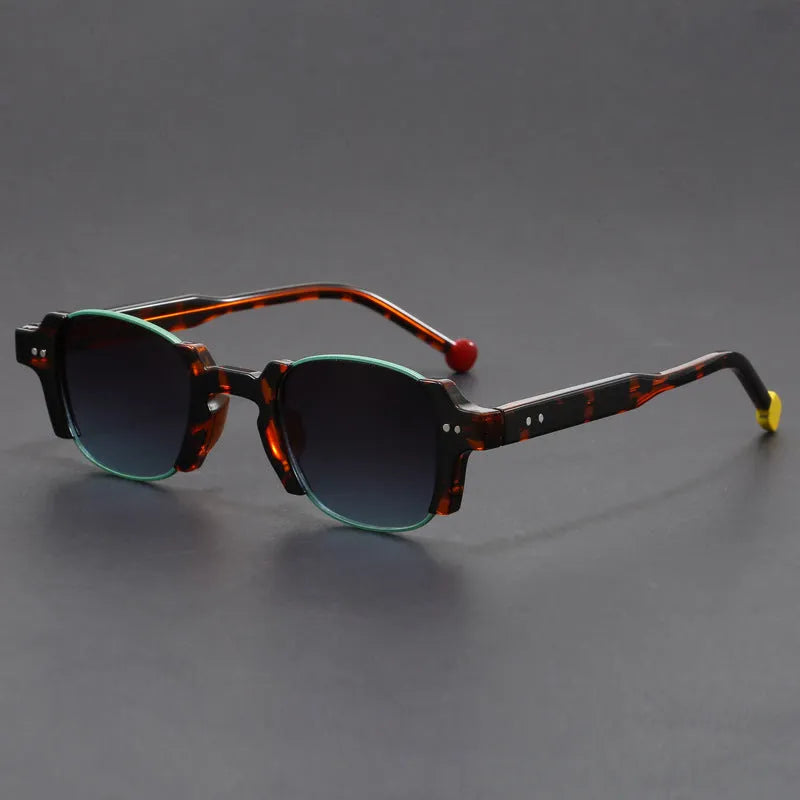 European and American retro pin square frame sunglasses AC lens PC frame