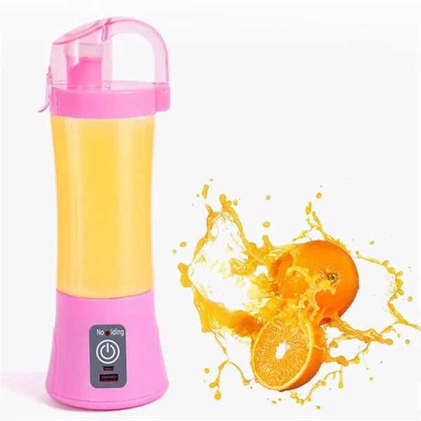 Portable electric fruit juicer handheld smoothie maker USB rechargeable 400ml blue