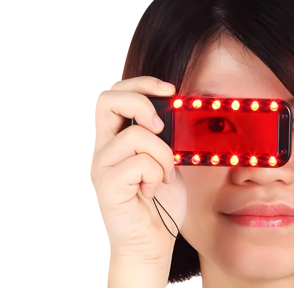Red reverse camera detector with scanner window for finding hidden lenses