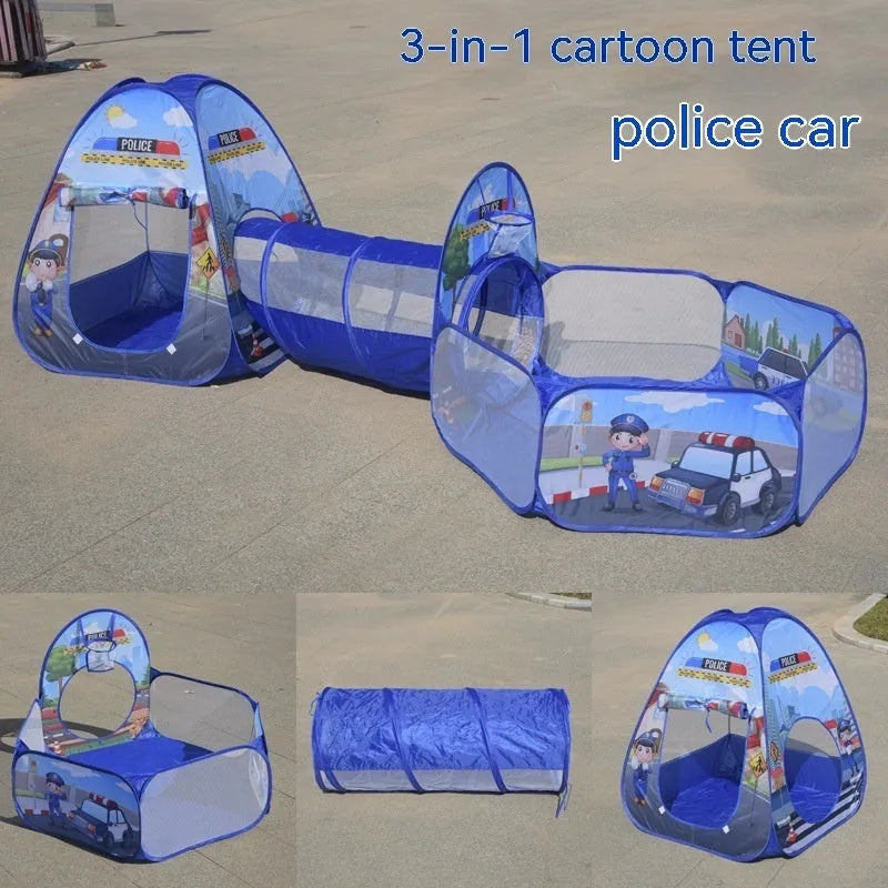 Underwater World three-in-one children's play tent set with tunnel and ball pit in cartoon marine theme.