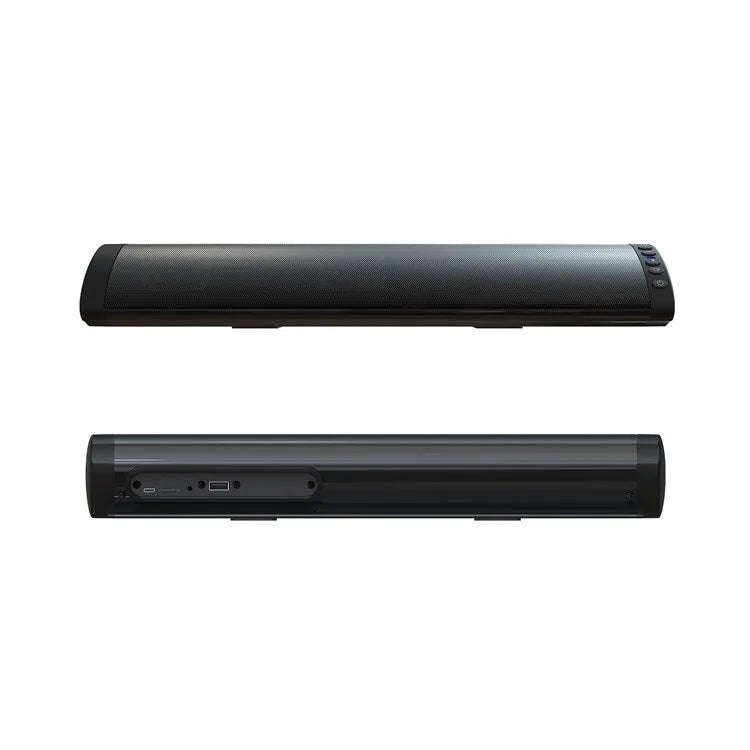 Wall-mounted wireless Bluetooth speaker in plastic shell with button controls and external antenna