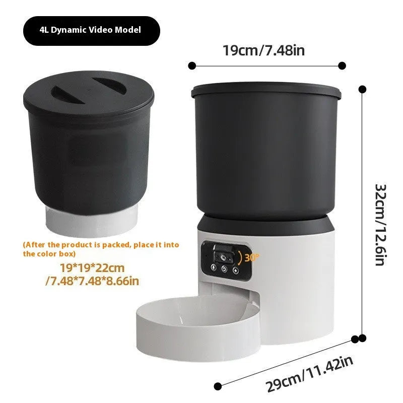 4 litre smart pet feeder with Wi-Fi connectivity and optional video monitoring camera
