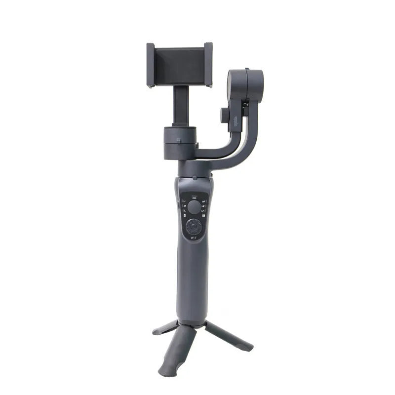Black three-axis handheld gimbal stabilizer for mobile phones with extended battery and carrying cases