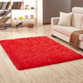 Machine-woven plain square carpet in beige for living room floor