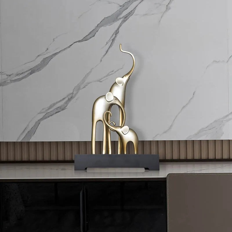Fortune Bring Elephant resin decorative statue in gold, silver, or retro colour