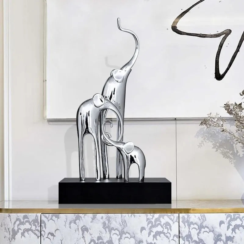 Fortune Bring Elephant resin decorative statue in gold, silver, or retro colour