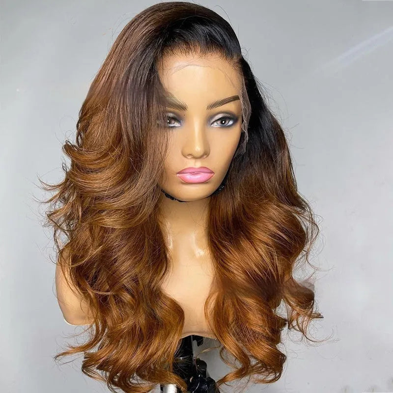 Real human hair gradient body lace front wig with double-layer mechanism in various lengths