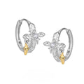 925 sterling silver geometric cross earrings with white gold colour electroplated finish and round decorative elements