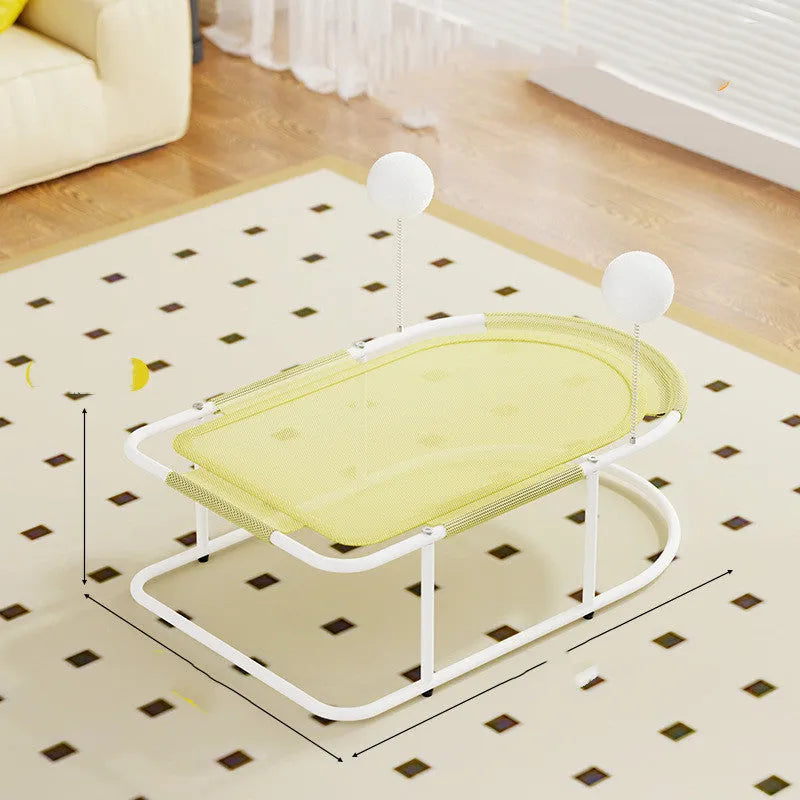 Breathable fabric cat kennel with bracket frame in gray yellow or linen style for indoor pet sleeping
