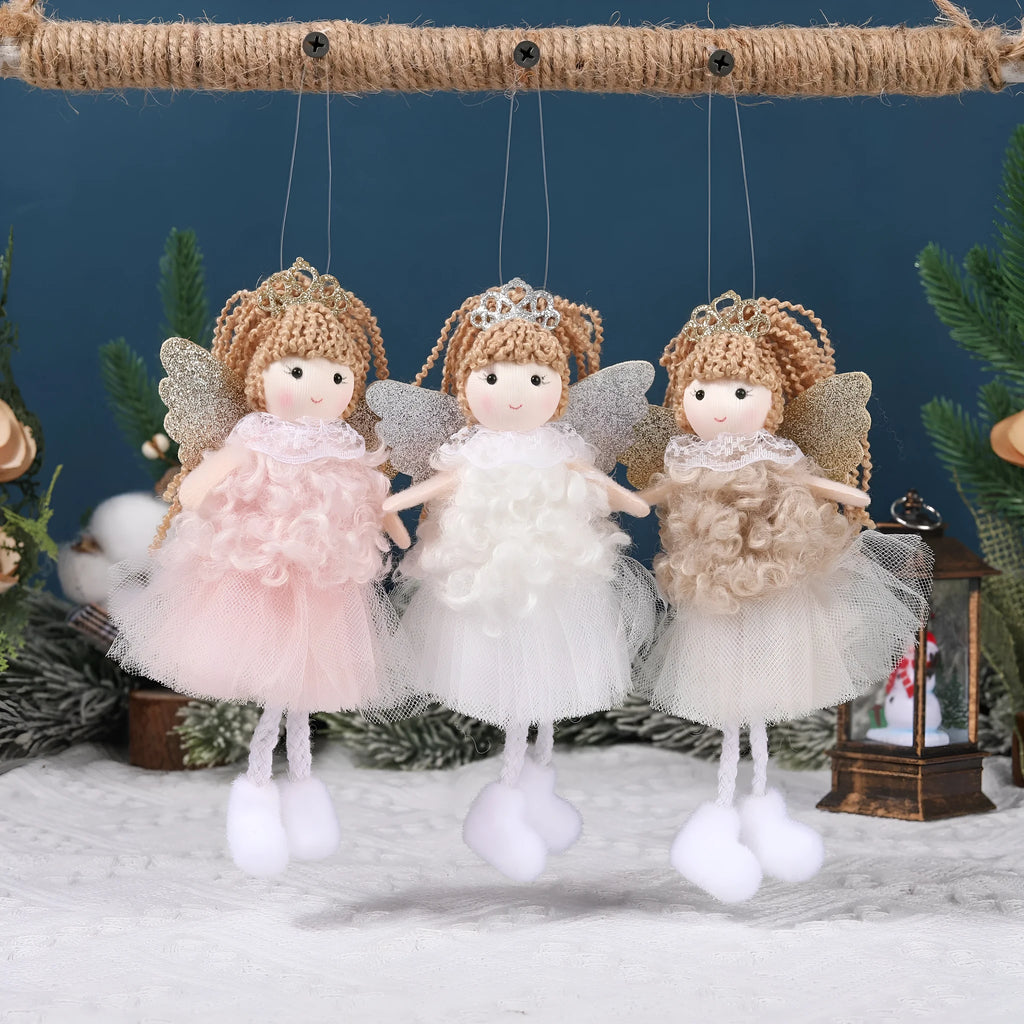 Christmas angel fabric pendant hair accessory for girls' high ponytails in cartoon style
