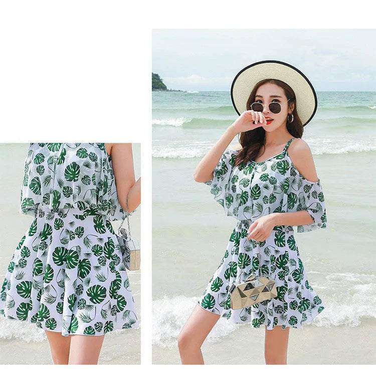 Women's one-piece printed swimsuit in polyester, black letter style, swimming and wading use