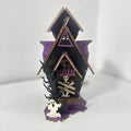 DIY wooden Halloween haunted house table decoration with luminous design and candlestick function