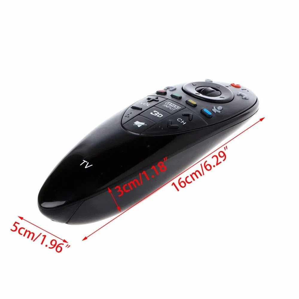 Black ABS remote control for LG AN-MR500G/AN-MR500, side view showing button layout and compact size