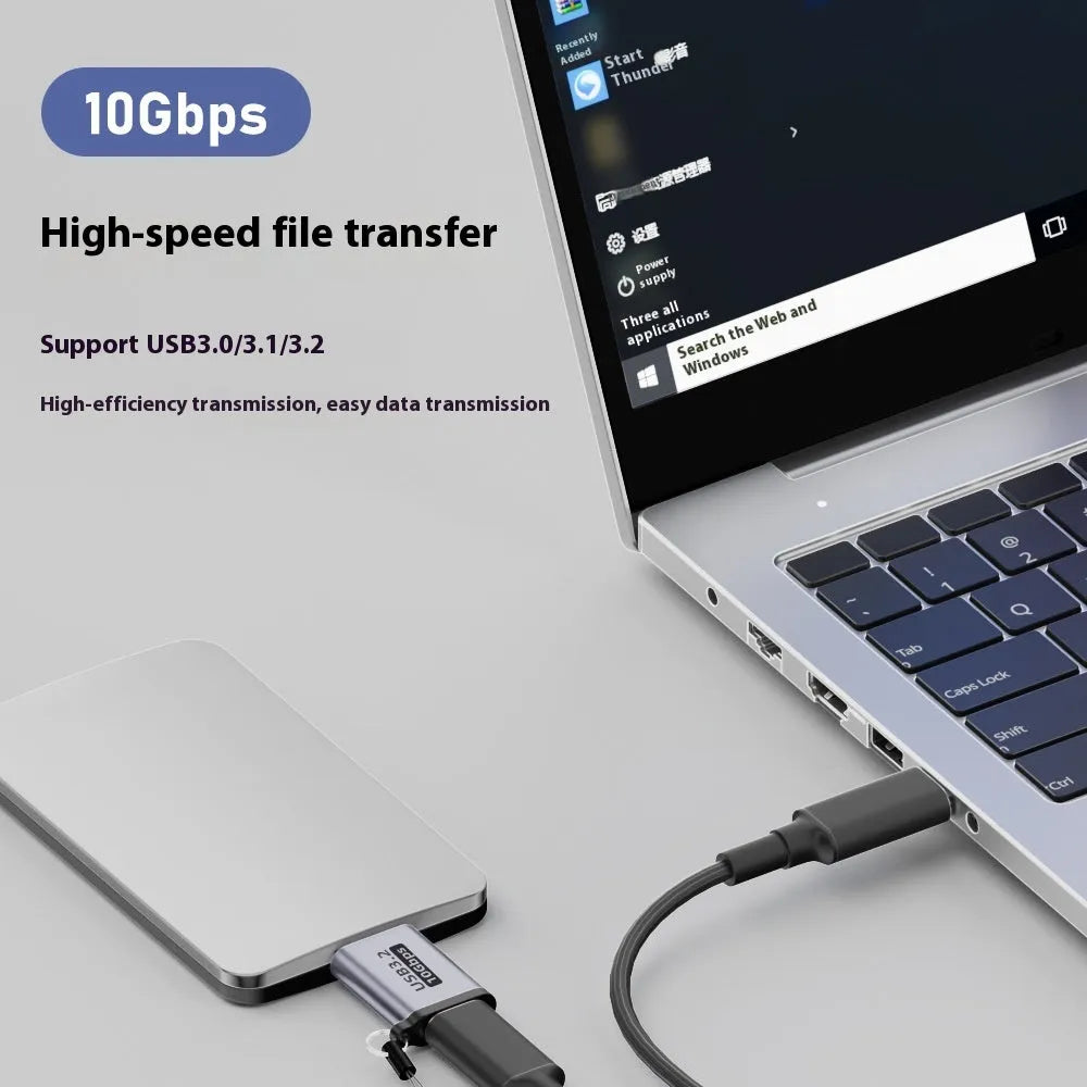 Micro B adapter converter showing Type-C and USB connectors for charging and data transfer on hard drives and phones.