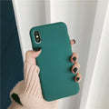Silicone phone case for iPhone XR and XS Max in black, showing cutouts for ports and camera