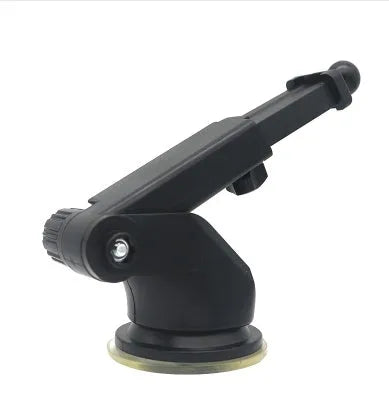 Black universal telescopic long rod car phone mounting bracket on a car dashboard.