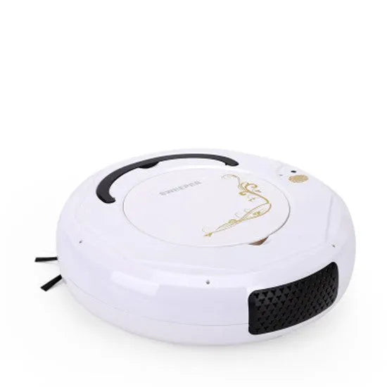 Lazy Smart floor sweeping robot vacuum cleaner in black, blue, or white colour on hard flooring.